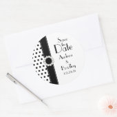Zwart-wit Polka Dot Save the Date Sticker (Envelop)