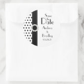Zwart-wit Polka Dot Save the Date Sticker (Tas)