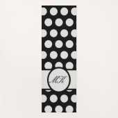 Zwart-wit Polka Dot Schattige Monogrammed Yogamat (Voorkant)