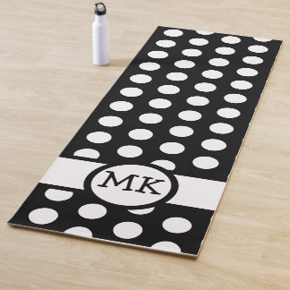 Zwart-wit Polka Dot Schattige Monogrammed Yogamat
