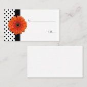 Zwart Wit Polka Dot Sinaasappel Gerber Place Card Plaatskaartje (Voorkant / Achterkant)