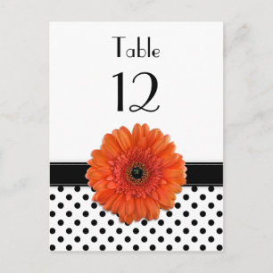 Zwart Wit Polka Dot Sinaasappel Gerber Tafel Kaart