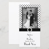 Zwart Wit Polka Dot Trouwfoto Fotokaart Bedankkaart (Voorkant / Achterkant)