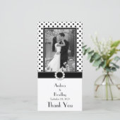 Zwart Wit Polka Dot Trouwfoto Fotokaart Bedankkaart (Staand voorkant)