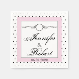 Zwart wit polka dot vlinder bruiloft servet