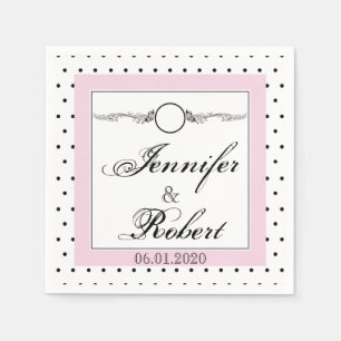 Zwart wit polka dot vlinder bruiloft servet