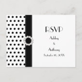 Zwart Wit Polka Dot Wedding RSVP Briefkaart (Voorkant)