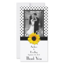 Zwart Wit Polka Dot Zonnebloem Bruiloft