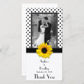 Zwart Wit Polka Dot Zonnebloem Bruiloft Bedankkaart (Voorkant / Achterkant)