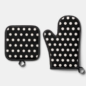 Zwart-wit Polka Dots 4Ann Ovenwant & Pannenlap Set (Voorkant)