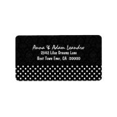 Zwart-wit Polka Dots Bruiloft E304D Etiket (Voorkant)