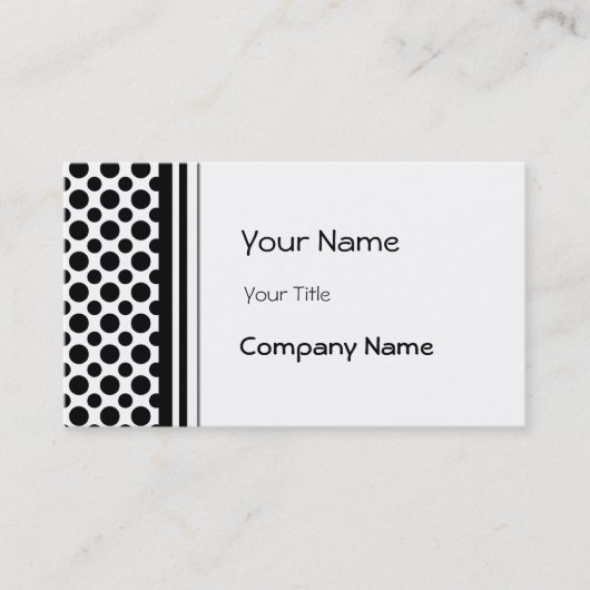 Zwart Wit Polka Dots Business Card Sjabloon Visitekaartje (Voorkant)