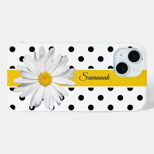 Zwart-wit Polka Dots, Daisy Case-Mate iPhone Case (Achterkant (horizontaal))