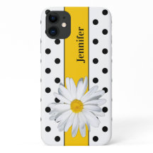 Zwart-wit Polka Dots, Daisy iPhone 11 Hoesje