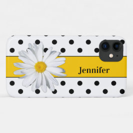 Zwart-wit Polka Dots, Daisy iPhone 11 Hoesje