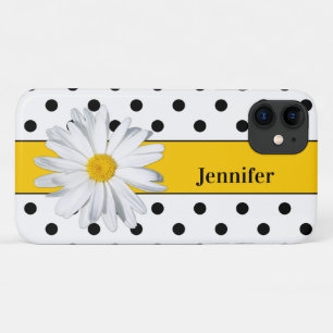 Zwart-wit Polka Dots, Daisy iPhone 11 Hoesje