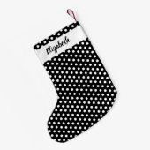 Zwart-wit Polka Dots Gepersonaliseerde Aangepaste Kleine Kerstsok (Achterkant (Hangend))