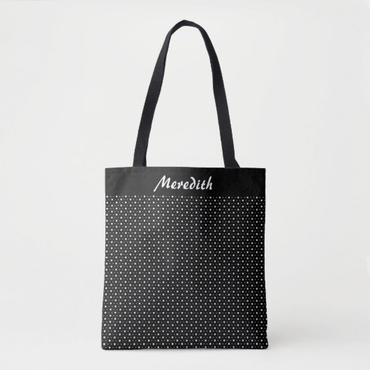 Zwart-wit Polka Dots Gepersonaliseerde Canvas tas (Voorkant)