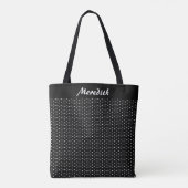 Zwart-wit Polka Dots Gepersonaliseerde Canvas tas (Achterkant)