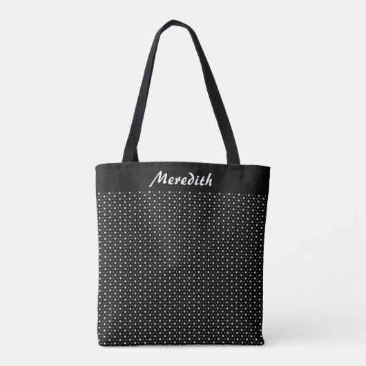 Zwart-wit Polka Dots Gepersonaliseerde Canvas tas (Achterkant)
