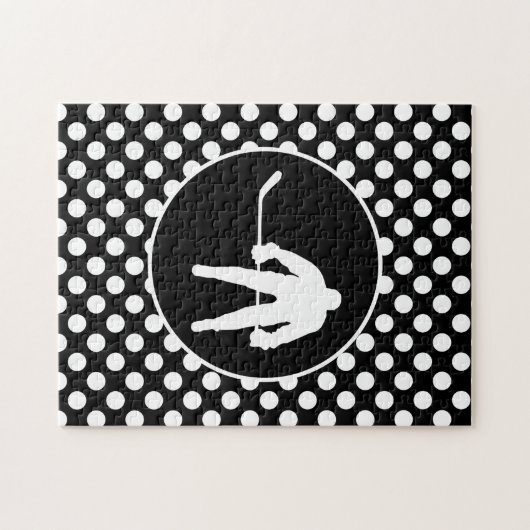 Zwart-wit Polka Dots; Hockey Legpuzzel (Horizontaal)