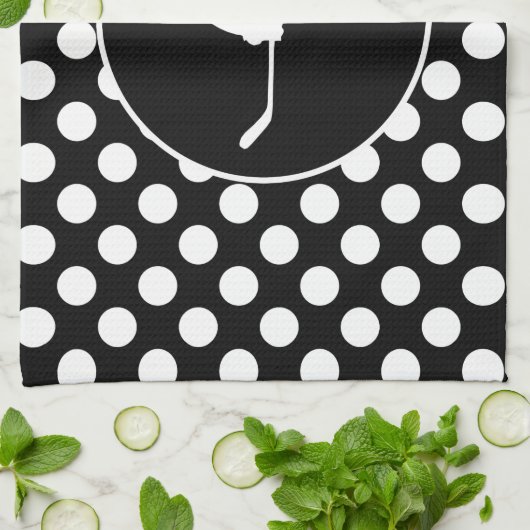 Zwart-wit Polka Dots; Hockey Theedoek (Gevouwen)