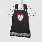 Zwart & Wit Polka Dots Kant Pinafore Doll Jurk Ornament (voorkant)