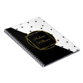 Zwart-wit Polka Dots Kleurenblok met Naam Notitieboek (Rechterzijde)