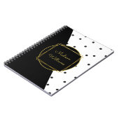 Zwart-wit Polka Dots Kleurenblok met Naam Notitieboek (Linkerzijde)