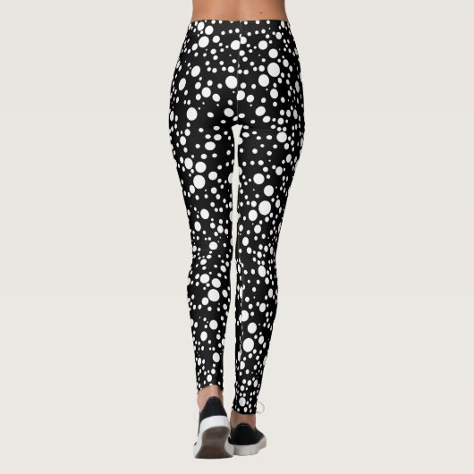 Zwart-wit Polka Dots leggings voor haar (Achterkant)