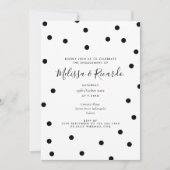 Zwart-wit Polka Dots Modern Engagement Party Kaart (Voorkant)