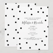 Zwart-wit Polka Dots Modern Engagement Party Kaart (Voorkant / Achterkant)