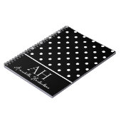 Zwart-wit Polka Dots Monogram Initiaal Notitieboek (Linkerzijde)