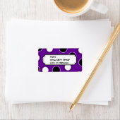 Zwart-wit Polka Dots op Paarse Cirkels Etiket (Insitu)