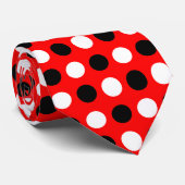 Zwart-wit Polka Dots op Rood Stropdas (Opgerold)