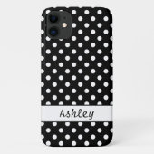 Zwart-wit Polka Dots Patroon Gepersonaliseerd Case-Mate iPhone Case (Achterkant)