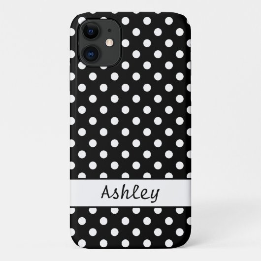 Zwart-wit Polka Dots Patroon Gepersonaliseerd Case-Mate iPhone Case (Achterkant)