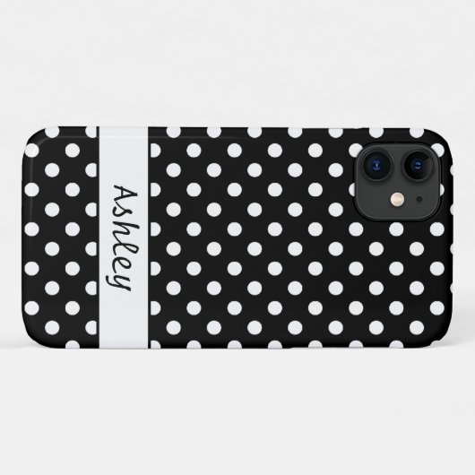 Zwart-wit Polka Dots Patroon Gepersonaliseerd Case-Mate iPhone Case (Achterkant (horizontaal))