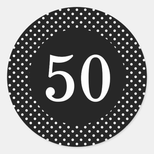 Zwart & Wit Polka Dots Verjaardag Sticker (Voorkant)