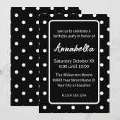 Zwart-wit Polka Dots Verjaardagsfeest Kaart (Voorkant / Achterkant)
