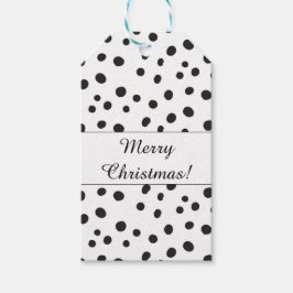 Zwart-wit Polka Dots Vrolijk Kerstfeest Cadeaulabel