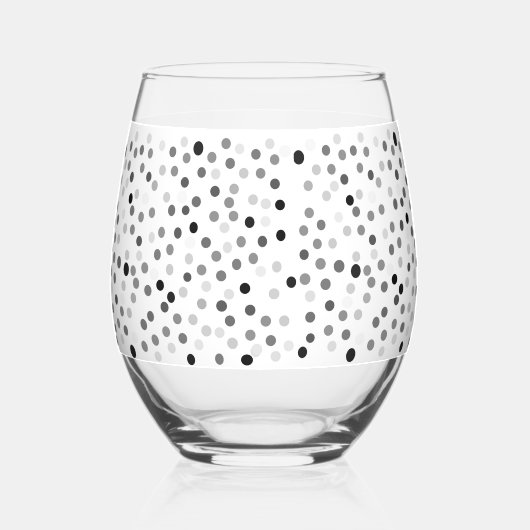 Zwart-wit Polka Dots Wijnglas Wijnglas Zonder Voet (Voorkant)