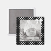 Zwart-wit Polka gestippelde fotomagneet Magneet (Voorkant / Achterkant)