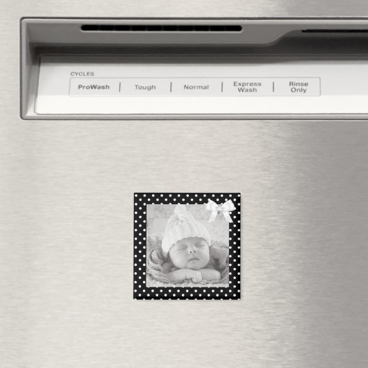 Zwart-wit Polka gestippelde fotomagneet Magneet (Insitu (Vaatwasser))