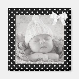 Zwart-wit Polka gestippelde fotomagneet Magneet