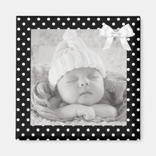 Zwart-wit Polka gestippelde fotomagneet Magneet