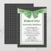 Zwart-wit polka puntlint Afstuderen Uitnodiging (Voorkant / Achterkant)