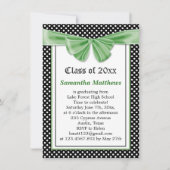 Zwart-wit polka puntlint Afstuderen Uitnodiging (Voorkant)