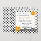 Zwart wit polka stip gele rozenroos Vrijgezellenfe Kaart (Voorkant / Achterkant)