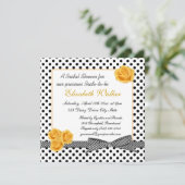 Zwart wit polka stip gele rozenroos Vrijgezellenfe Kaart (Staand voorkant)